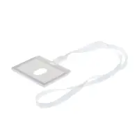 Бейдж - карман горизонтальный, внешний размер 100&times;74 мм, внутренний размер 90&times;54 мм, светло-серый, с лентой, жёсткокаркасный