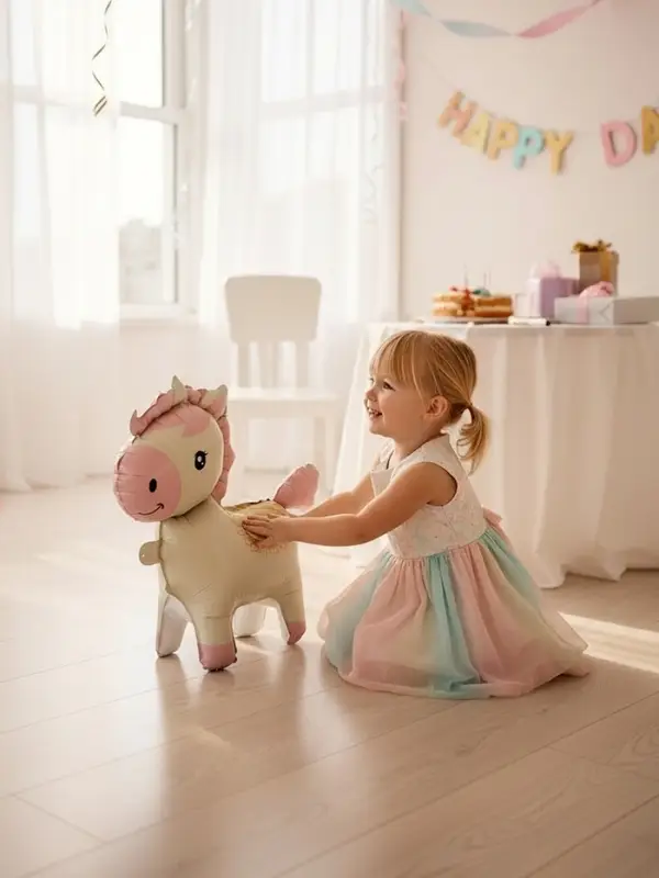 Воздушный шар фольгированный 3D 25" "Лошадка" цвет кремовый, под воздух