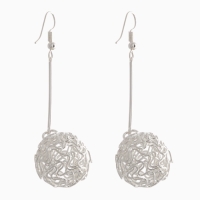 Серьги висячие &laquo;Шарик&raquo; переплетение, цвет светлое серебро, 6,5 см