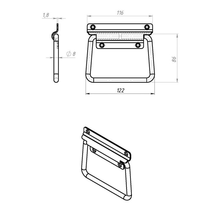 Ручка откидная №3, покрытие цинк ,50 шт