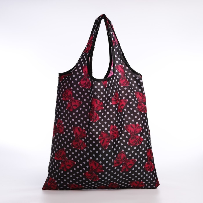 Сумка хозяйственная без застёжки, цвет чёрный/бордовый