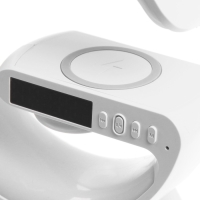 Портативная колонка- ночник G63, 15 Вт колонка, 15 W зарядка, 1800 мАч, подсветка, белая