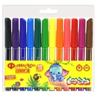 Фломастеры 12 цветов &laquo;Каляка-Маляка&raquo; утолщенные, суперсмываемые, круглые, блистер