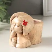 Подставка для мелочей "Русская красавица" 8х8х6 см, гипс, слоновая кость