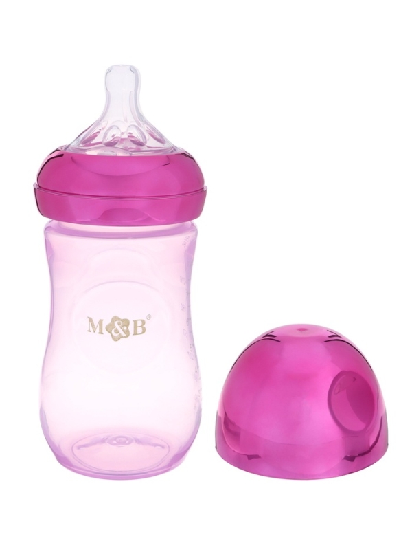 Бутылочка для кормления с наклейками &laquo;Baby&raquo; от 0 мес., 250 мл., цвет фиолетовый, M&B