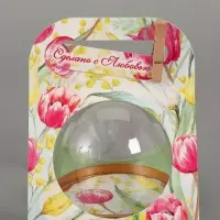 Коробка с куполом "Тюльпаны с мимозой" 11,5 х 12 х 15,5 см