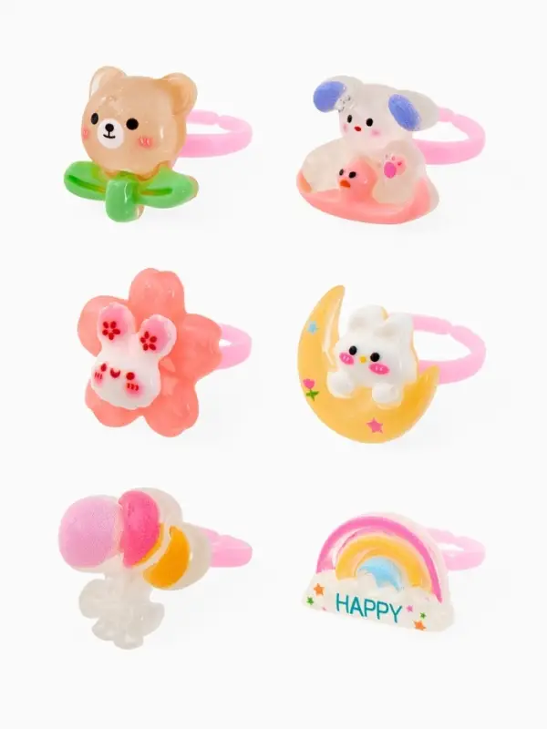 Кольцо &laquo;Выбражулька&raquo; мишка, заяц, форма МИКС, цветное, безразмерное