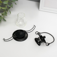 Подсвечник металл, стекло на 1 свечу "Пузатый фонарик" 9,2х6,2х5,8 см