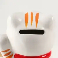 Копилка керамика "Манэки-нэко - иероглиф удача" оранж 7,2х8,3х10 см