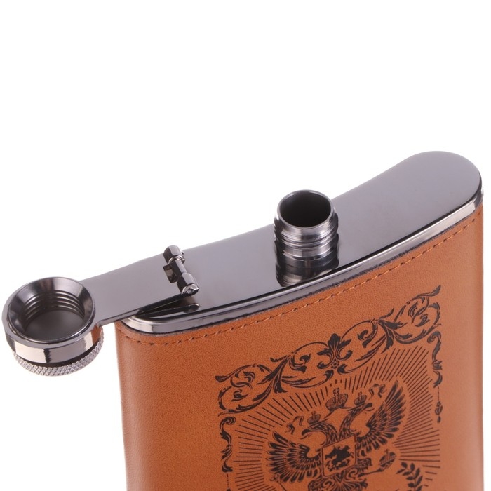 Фляжка для алкоголя 270 мл, "Россия", нержавеющая сталь, подарочная, армейская, 9 oz