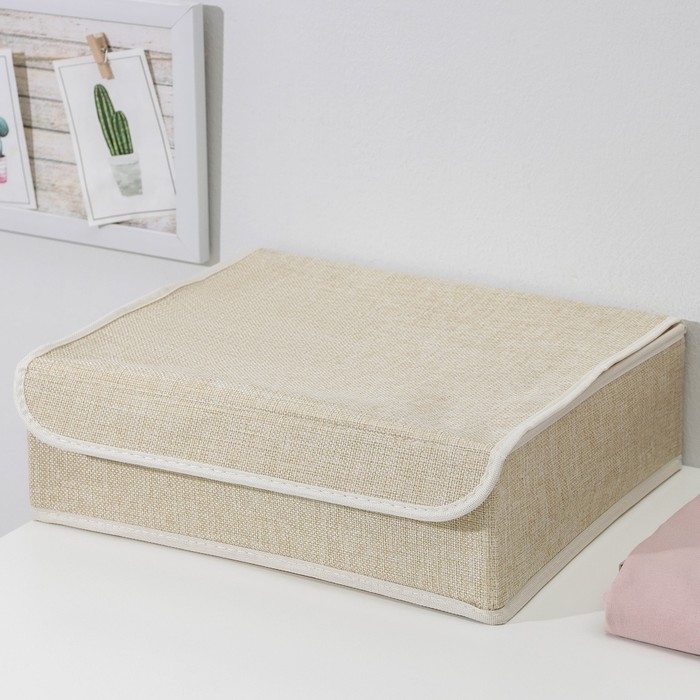 Органайзеры для хранения белья «Пастель», 3 шт, с крышкой, 31,5×25×10 см, цвет бежевый Органайзеры для хранения белья «Пастель», 3 шт, с крышкой, 31,5×25×10 см, цвет бежевый