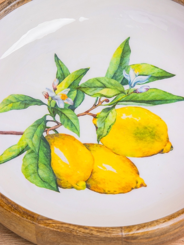 Блюдо "Лимоны" дерево манго 25,5х25,5х6 см