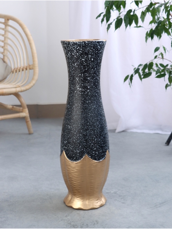 Ваза керамика напольная "Честер" талия, 60х15 см, чёрный