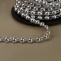 Бусы на нитях, плоские, 6 мм, 9 &plusmn; 1 м, цвет серебряный