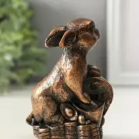 Фигура "Заяц на деньгах", высота 10 см, цвет винтажная бронза