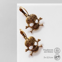 Серьги «Череп» в кругах, цвет чернёное золото Серьги «Череп» в кругах, цвет чернёное золото