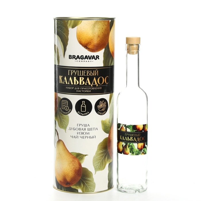 Подарочный набор для приготовления настойки «Кальвадос грушевый», набор трав и специй, бутылка Подарочный набор для приготовления настойки «Кальвадос грушевый», набор трав и специй, бутылка