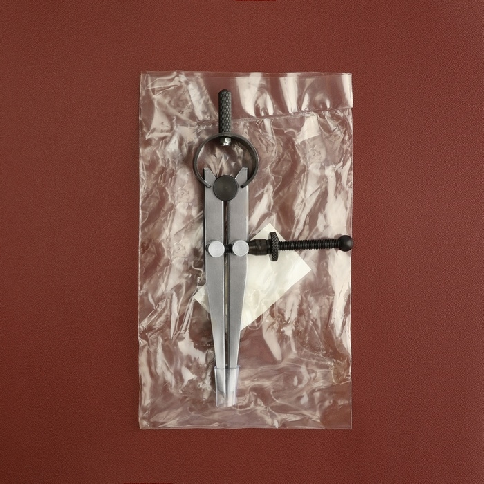 Кронциркуль для кожи, разметочный, 100 мм, 15 &times; 8 см, цвет серебряный/чёрный