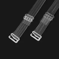 Лямки для бюстгальтера, силиконовые, фурнитура металл, 4 полосы, 1.5 см, 37 см, пара, прозрачные