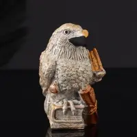 Фигура "Ворон с книгами" 8 см, серый с бронзой