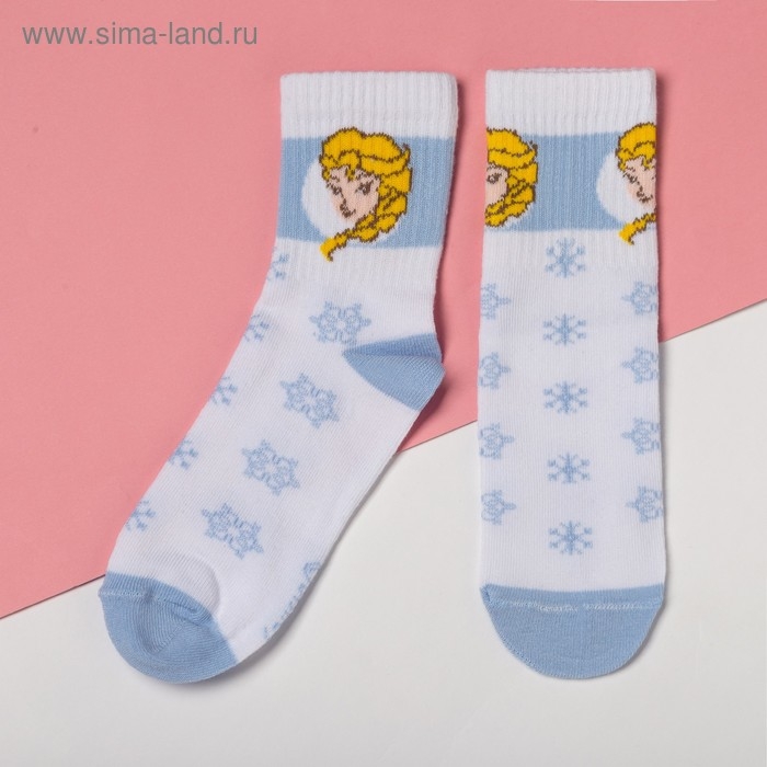 Набор носков "Эльза и Анна", Холодное сердце 2 пары, роз./белый, 18-20 см