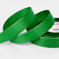 Лента репсовая 25мм*25&plusmn;1ярд(23м&plusmn;1м) серебряные нити №019 зелёный АУ