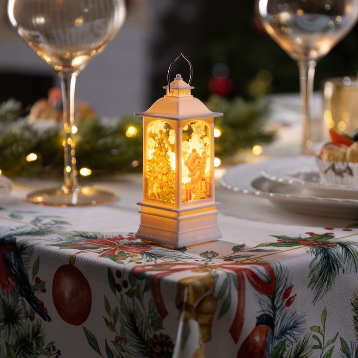 Светодиодная фигура &laquo;Белый фонарь с медвежонком&raquo; 5 &times; 12 &times; 5 см, пластик, батарейки AG13х3 (в комплекте), свечение тёплое белое