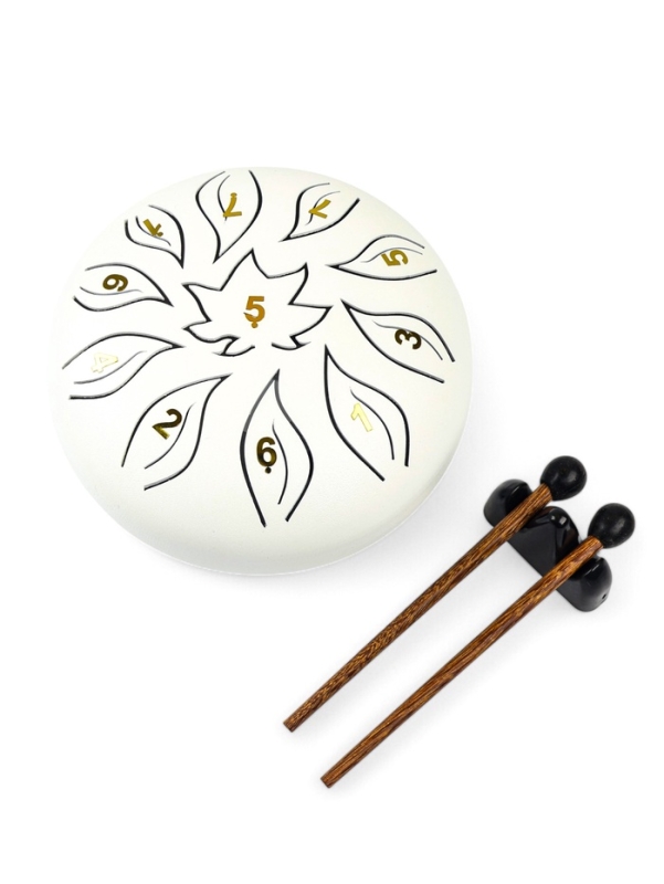 Глюкофон - музыкальный инструмент, цветок белый, 11 лепестков, 18 х 18 х 11 см