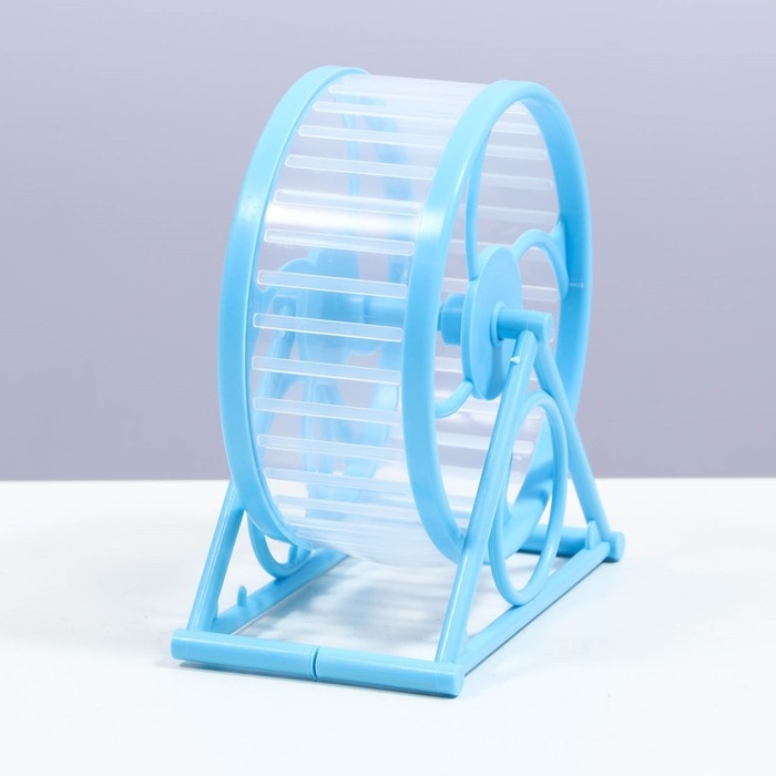 Колесо на подставке для грызунов, диаметр колеса 12,5 см, 14 х 3 х 9 см, голубое Колесо на подставке для грызунов, диаметр колеса 12,5 см, 14 х 3 х 9 см, голубое