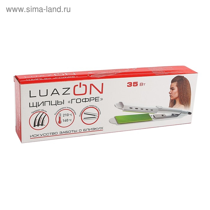 Щипцы-гофре Luazon LW-12, 35 Вт, керамическое покрытие, 40х110 мм, 210 &deg;C, белые