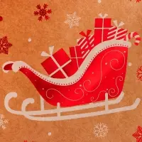 Пакет крафт с тиснением, круглая ручка, &laquo;Новогдние сани&raquo; 15&times;21&times;8 см, 120 г