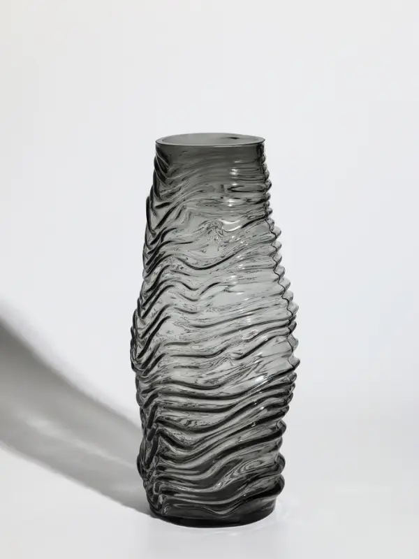 Ваза стекло настольная "Ванесса" полосы, 30х12 см, серый