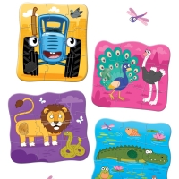 Макси-пазлы с тактильными вставками "Животные", Синий трактор Макси-пазлы с тактильными вставками "Животные", Синий трактор