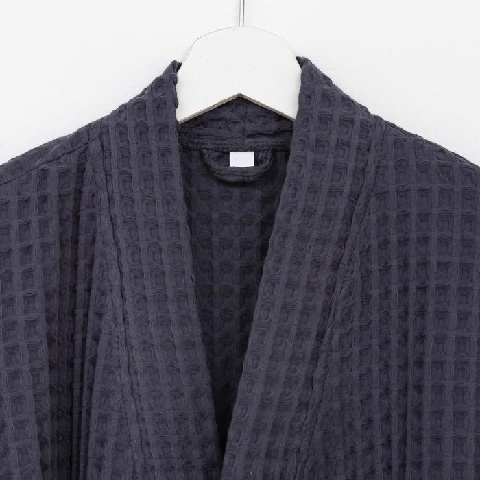 Халат вафельный мужской удлиненный Этель Халат вафельный мужской удлиненный Этель "Boho" размер 54-56, цвет тёмно-серый, 100% хлопок, 290 г/м2