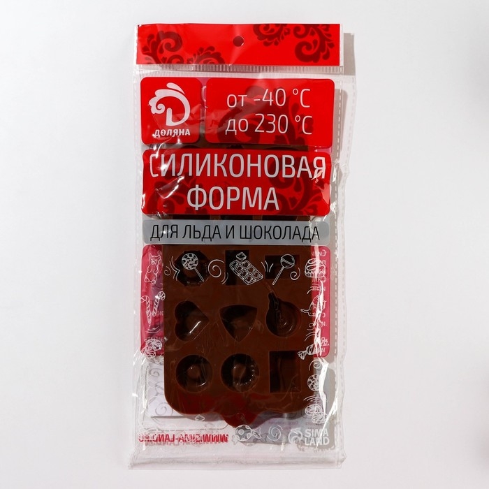 Форма для конфет и шоколада Доляна &laquo;Лакомство&raquo;, силикон, 21&times;10,4 см, 15 ячеек, коричневая