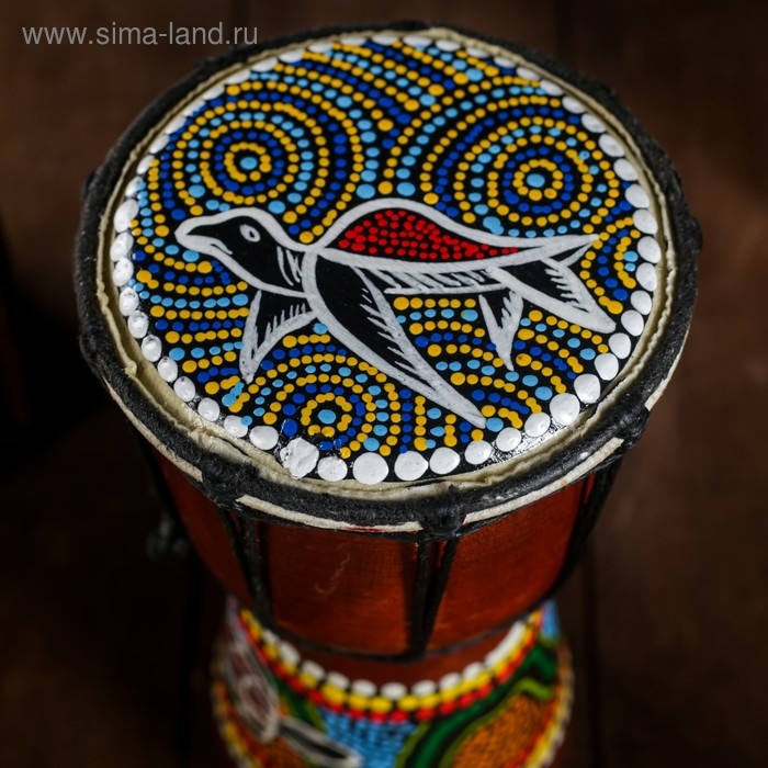 Сувенирный музыкальный инструмент "Барабан Джембе Цветочный узор" 11x11x20 см МИКС