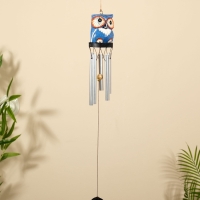 Музыка ветра "Совёнок" дерево, алюминий, 7х6х60 см, цв. синий