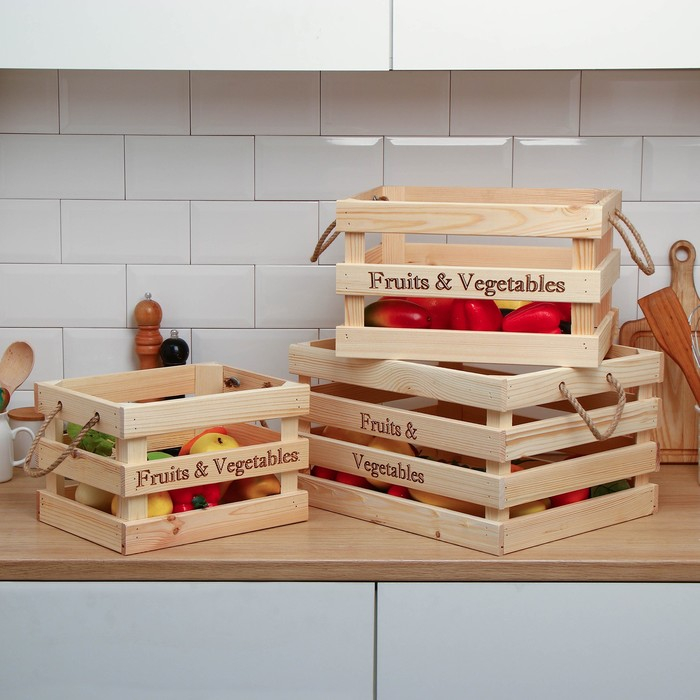 Ящик для овощей и фруктов, 29 &times; 23 &times; 19 см, деревянный, Greengo