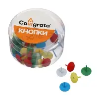 Кнопки канцелярские 12 мм, цветные, в картонной коробке, 50 штук