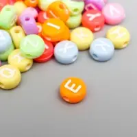 Набор бусин для рукоделия и плетения &laquo;Арт Узор. Яркие кружочки с буквами&raquo;, пластик, 20 г, 0.4&times;0.7&times;0.7 см