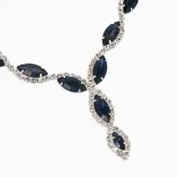 Набор 2 пред-а: серьги, колье "Вечерний шик" лепестки, цвет бело-тёмно-синий в серебре