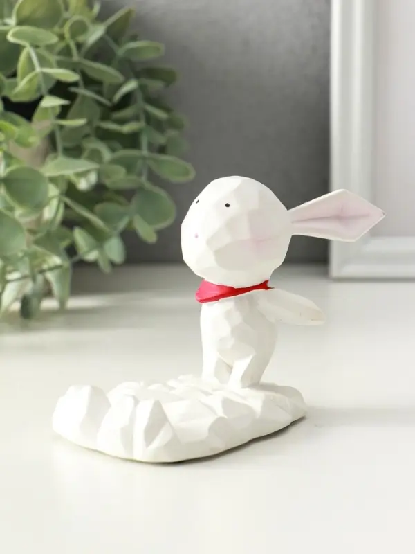 Сувенир полистоун подставка для телефона "Зайка с шейным красным платком" 6,5х9х8,5 см