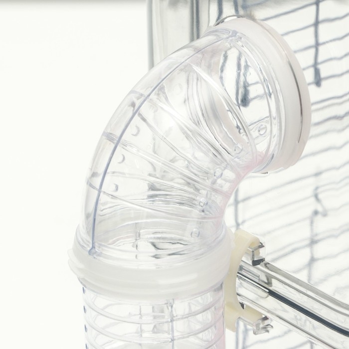 Клетка для грызунов с туннелем и наполнением, 32 х 21 х 55, см, розовая