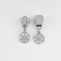 Бегунок автоматический для молнии &laquo;Трактор&raquo;, №8, декоративный &laquo;Снежинка&raquo;, 10 шт, цвет никель