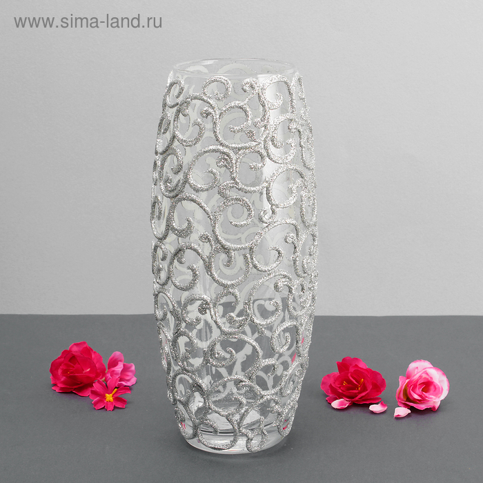Ваза "Ажурная" 8х11х26 см серебро