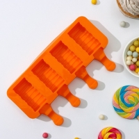 Форма для мороженого &laquo;Венеция&raquo;, силикон, 19,3&times;11&times;2,4 см, 4 ячейки (5,5&times;2,9 см), цвет МИКС