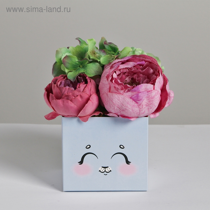 Коробка для цветов с топпером &laquo;Зайчик&raquo;, 10 х 10 х 12 см