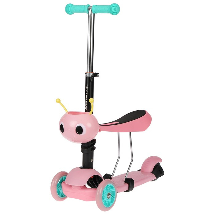 Самокат 2 в 1 с корзинкой GRAFFITI Kids, колёса PU 120/75 мм, цвет розовый Самокат 2 в 1 с корзинкой GRAFFITI Kids, колёса PU 120/75 мм, цвет розовый