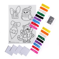 Магнит - фреска своими руками на новый год &laquo;Снегирь и котик&raquo;, новогодний набор для творчества