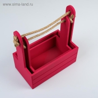 Набор кашпо деревянных 2 в 1 (25&times;15&times;30; 21&times;12&times;23 см) "Dear", ручка канат, бордо